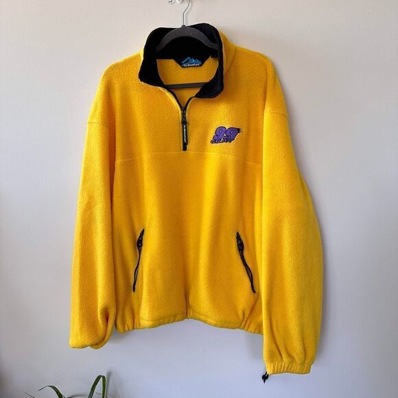 Vintage Tri-Mountain Yellow Half Zip Fleece Pullover with Embroidered Front Logo - Picture 11 of 15